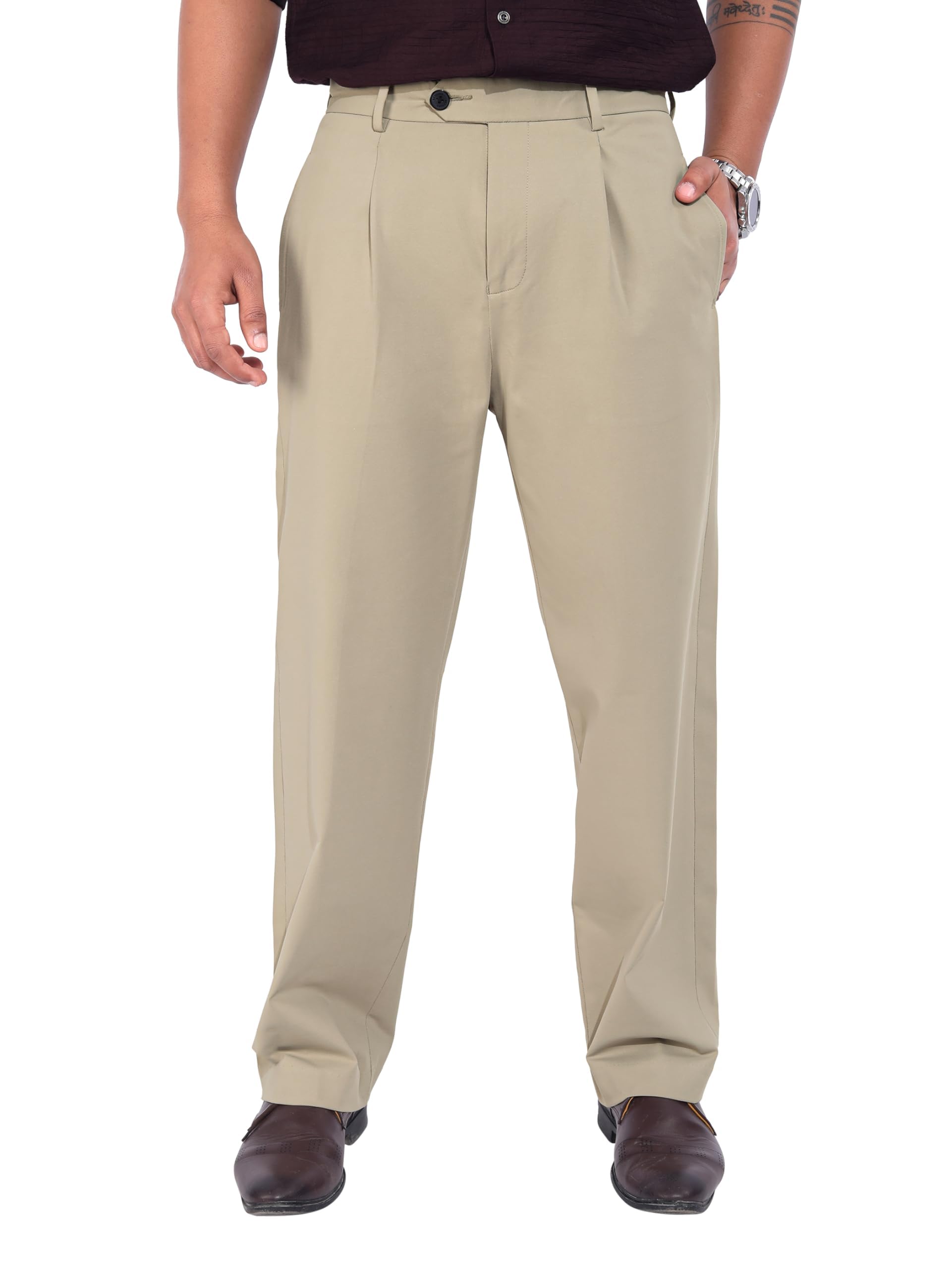 beyoung Relaxed Fit Korean Pants for Men | Premium Poly Lycra Fabric | Formal Trousers for Men-picture-13