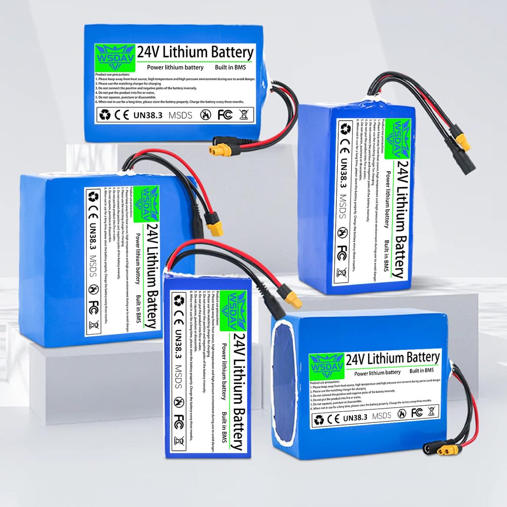 24-V-Lithium-Akku, wiederaufladbar, 10 Ah, 12 Ah, 15 Ah, 20 Ah, 25 Ah, 30 Ah, mit Ladegerät für 0–720-W-Motoren-Kit