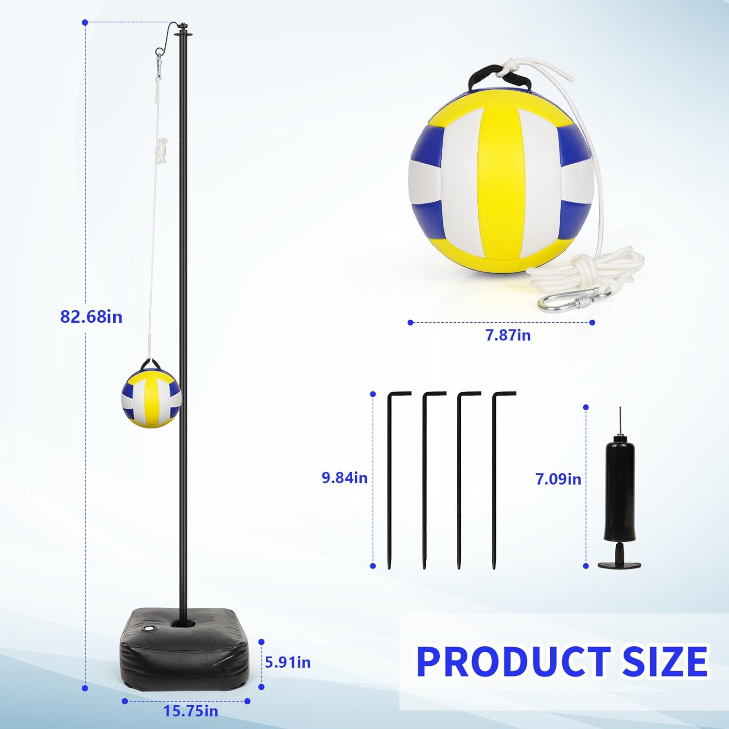 Tetherball Ball and Rope, Tether Balls and Rope Set with Pole, Tetherball Set for Playground, Backyard, Outdoor Games for Adults and Family