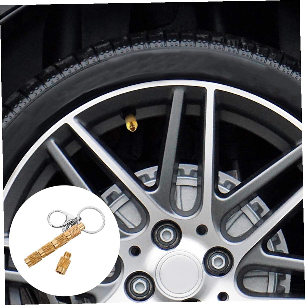 Ciieeo 2pcs Car Tire Deflator Tool Set, 5-in-1 Brass Tire Pressure Release Valve for SUV Off-Road Vehicles, Quick Deflation Maintenance Accessory