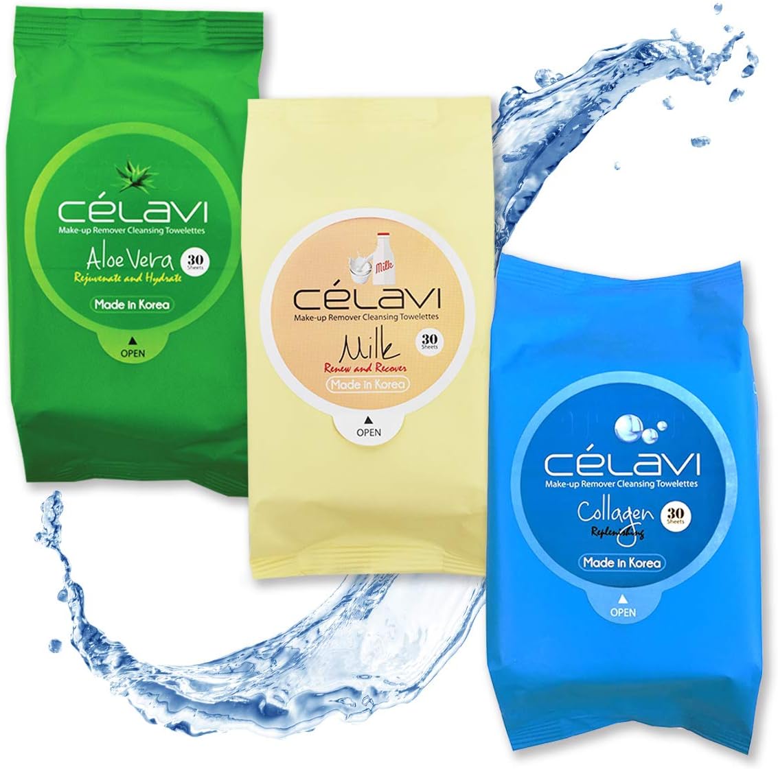 Celavi CosmeticsCelavi Makeup Removing Wipes 30 Count (3 Packs) (ALOE/MILK/COLLAGEN)