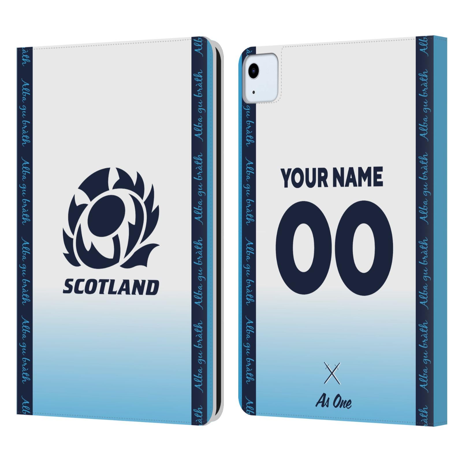 Head Case Designs Officially Licensed Custom Customized Personalized Scotland Rugby Away 2024/25 Kit Leather Book Wallet Case Cover Compatible with Apple iPad Air 11 2020/2022/2024