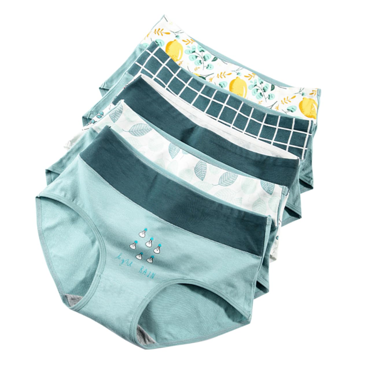 SHERCHPRY Bragas de algodón para mujer, ropa interior femenina de cintura alta, ropa interior para mujer, bikini para mujer, 5 unidades