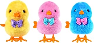 Wind Up Chicken Toy, 3 Pcs Jumping Chick Gag Toys Cute Plush Hopping Chicks Novelty Spring Windup Toys for Kids Toddler Adult Easter Egg Party Favors Christmas Goody Bag Fillers Gifts