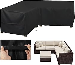 Garden V-Shape Furniture Cover Waterproof, 210D Heavy Duty Oxford Fabric Outdoor Rattan Corner Sofa Cover with Waterproof Tape, 215x215x87cm