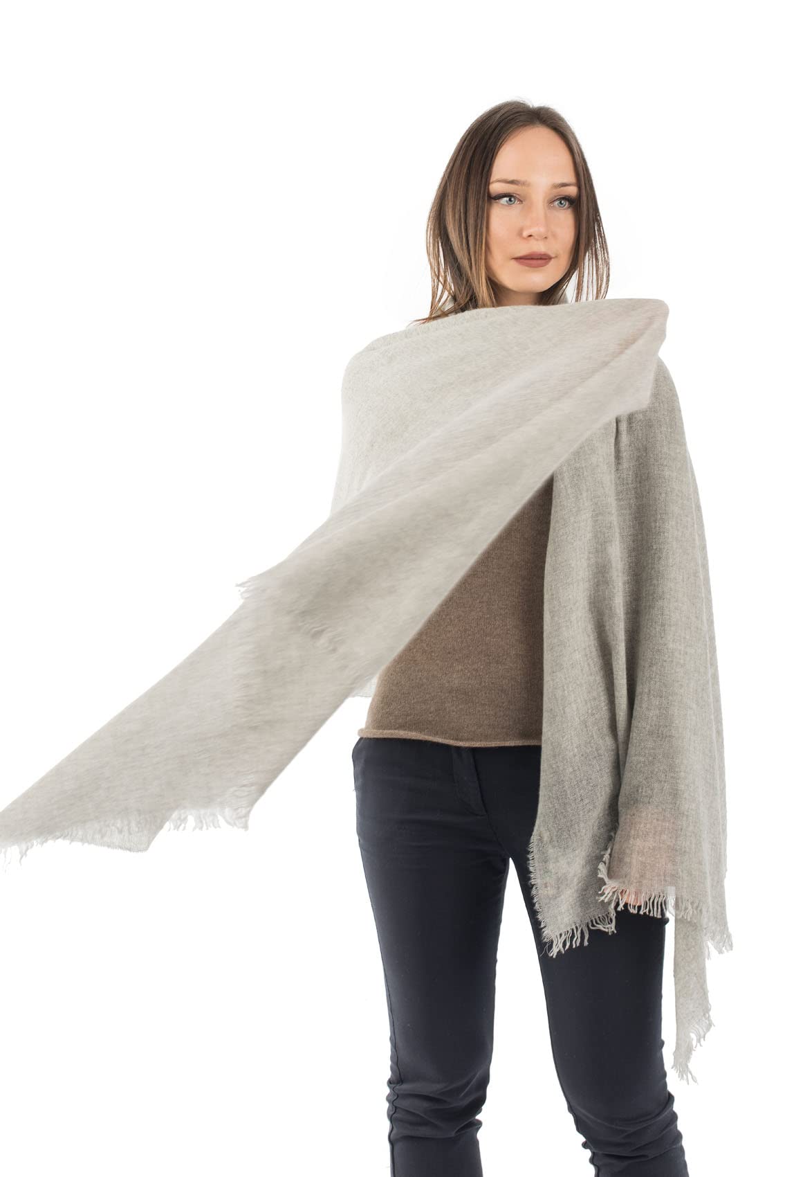 Dalle Piane Cashmere Damen Pashmina 100% Kaschmir | Leichtes Schultertuch für Hochzeit und Reisen, 70x200 cm, Frühling, Sommer und Abend, Geschenk für Sie, Made in Italy