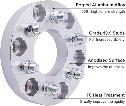 Miniatura 5 de DCVAMOUS 4 piezas de adaptadores de rueda de 6x5.5 a 6x4.5 de 1.5 pulgadas con 14x1.5 pernos Compatibles con Chevy GMC de 6 pernos 6x139.7 a 6x114.3