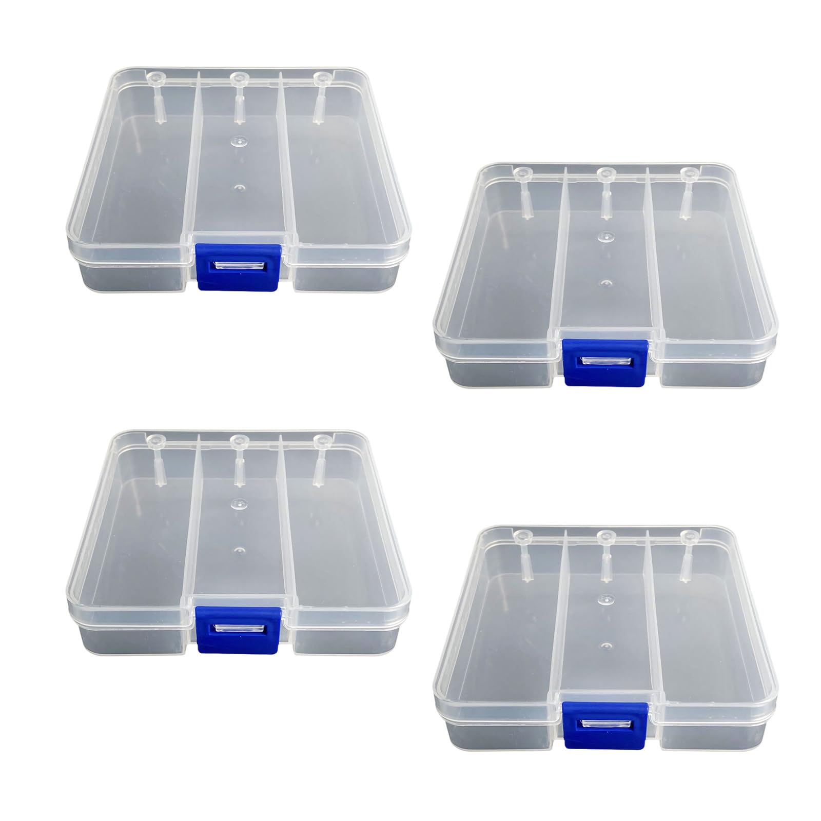 Msioytog 3 Gridded Fishing Tackles Organiser Box Clear ABS Storage Container for Fishing Baits Lures Beads Jewelry Accessories Gear Planner Box