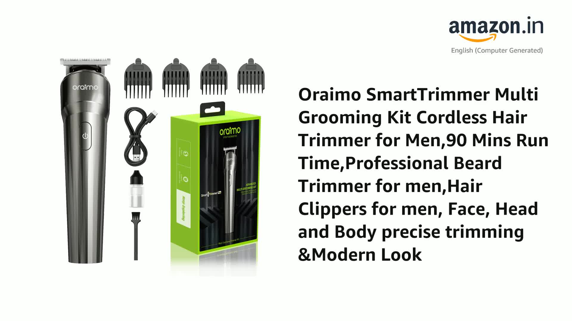 Oraimo SmartTrimmer Multi Grooming Kit Cordless Hair Trimmer for