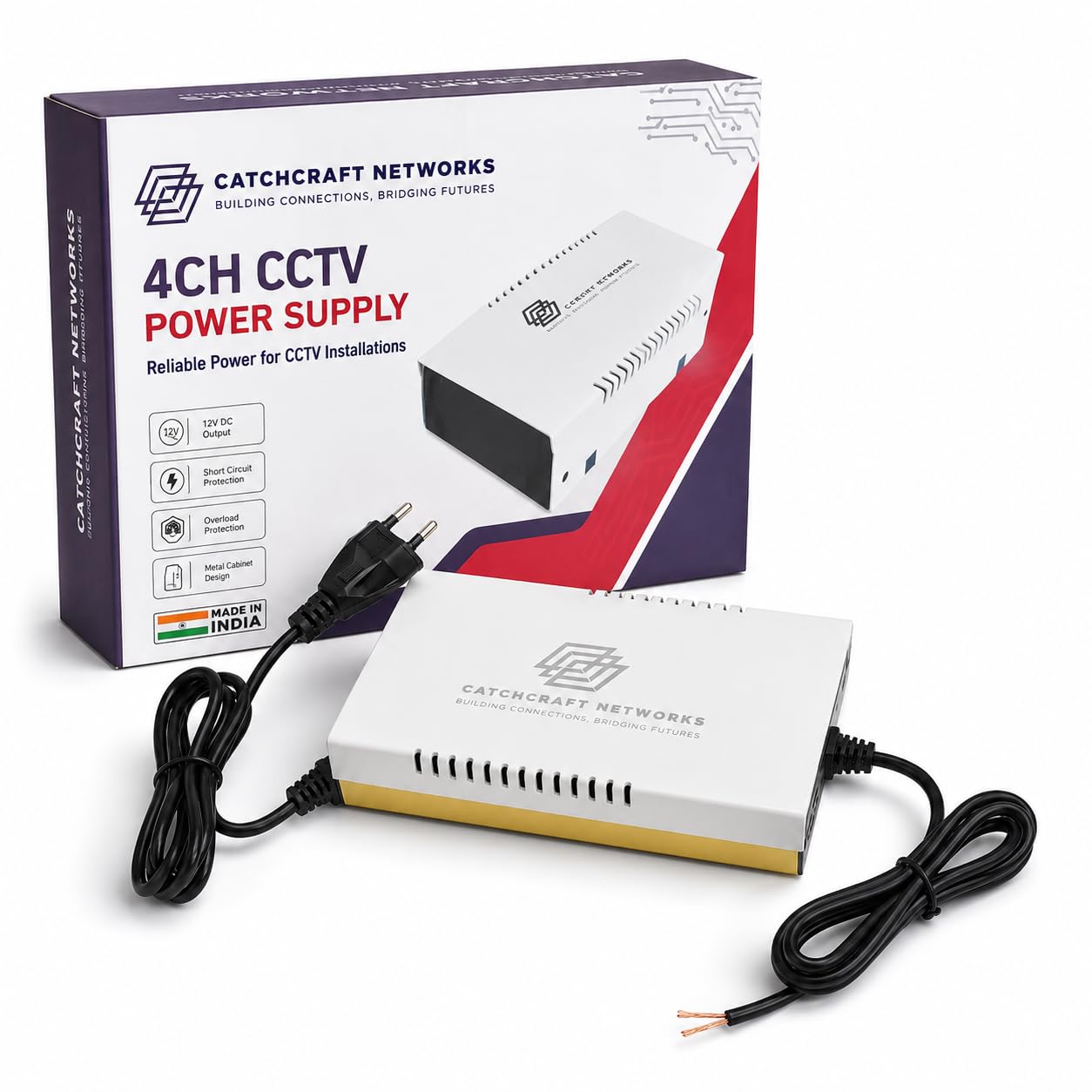 CCTV Power Supply Unit for 4 Channel CCTV Setup | 12V DC Metal Case Power Supply | Short Circuit & Overload Protection | Made in India-image-2