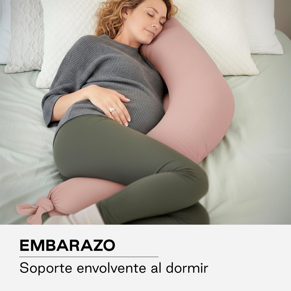 Jané Cojín de Lactancia XXL y Embarazo, Almohada para Dormir y Descanso, Funda 100% Algodón Muselina, Rosa - 2