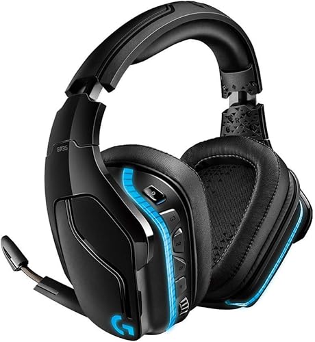 Logitech G935 - Auriculares inalámbricos DTSX 71 con sonido envolvente LIGHTSYNC RGB para juegos de PC color negro azul renovado