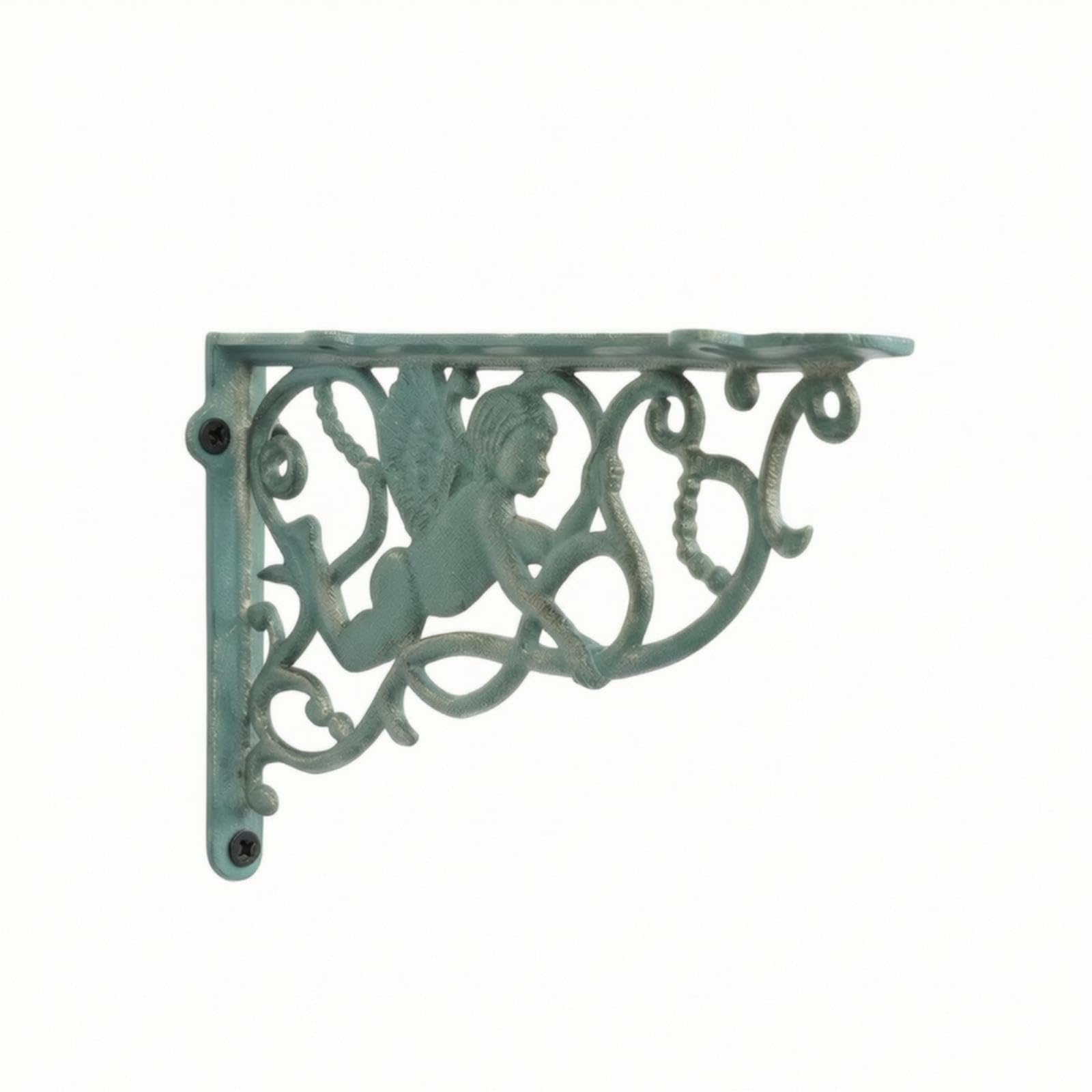 Shelf Bracket Cast Iron Shelf Support Decorative Wall Bracket with Screw Holes for Home Improvers, Homeowners, Living Room, Entryway, Study Grn Gold 8459 Angel-image-28