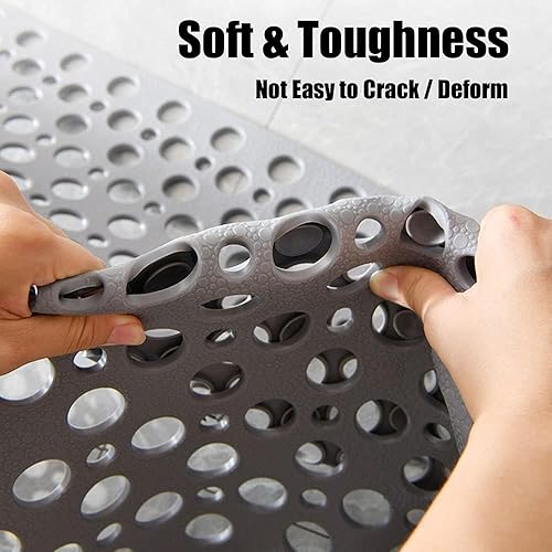 Miniatura 4 de Tapete de ducha para bañera antideslizante con ventosas y agujeros de drenaje, lavable a máquina, alfombra de baño para ancianos, 17 x 29.5 pulgadas