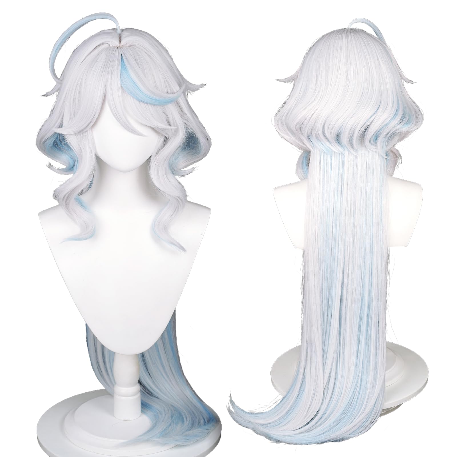 Anime Cosplay Perücke, Genshin Impact Perücke, mit zwei Perückenkappen, für Halloween, Party & etc. (Furina Cosplay)