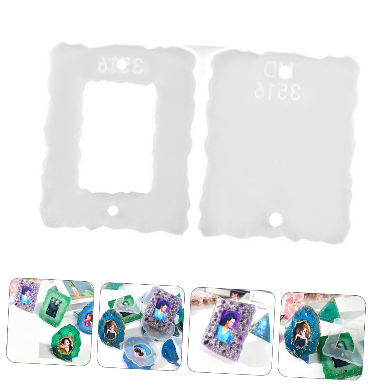 BEBEMOKO Picture Frame DIY Epoxy Silicone Mold Square Frame Molding Tool Kit for Resin Casting Non-Stick Surface