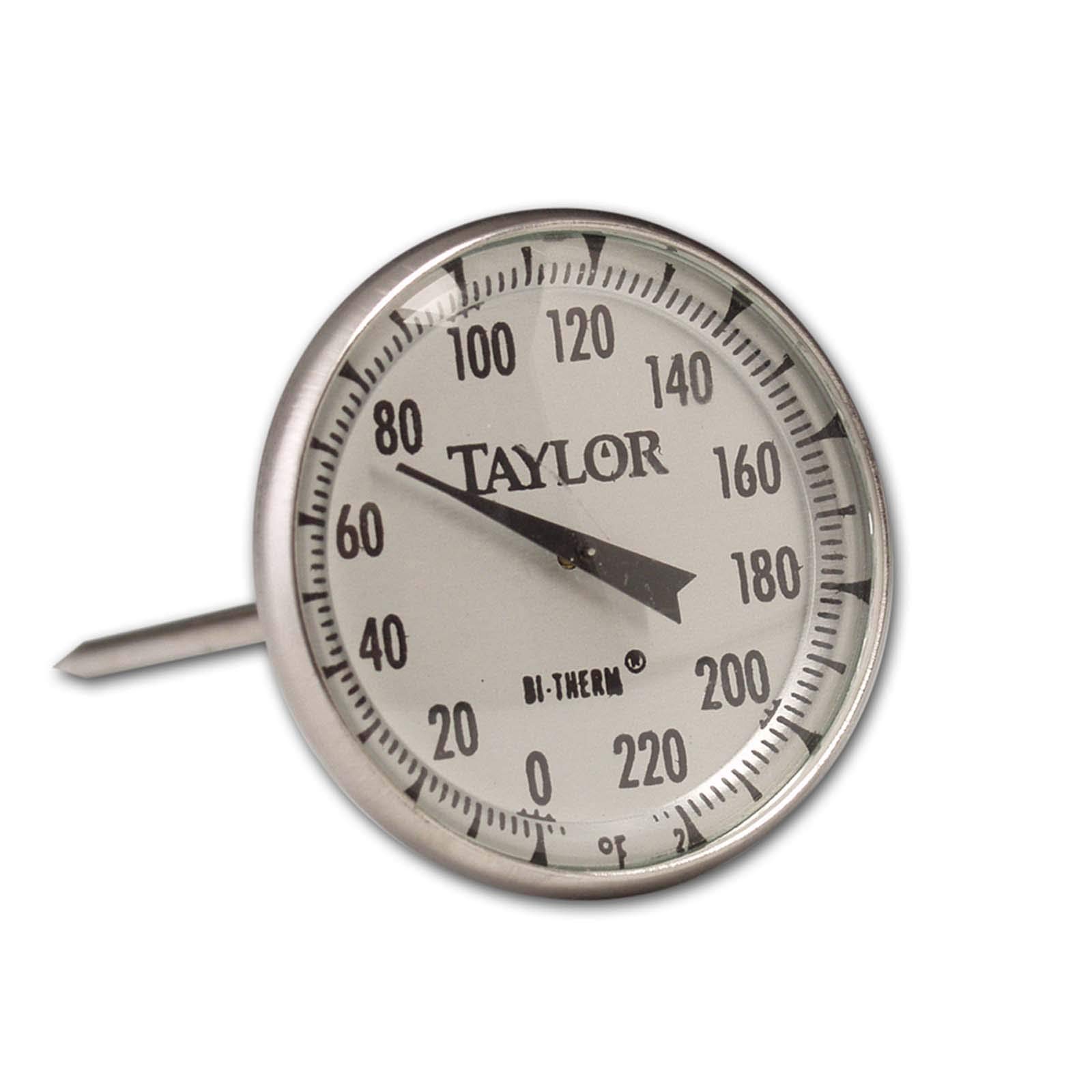 Taylor Precision 61054J - Termometro per carne, lettura istantanea, display con quadrante da 2", intervallo di temperatura da 0° a 220 °F, cristallo di vetro, stelo in acciaio inox da 10,2 cm