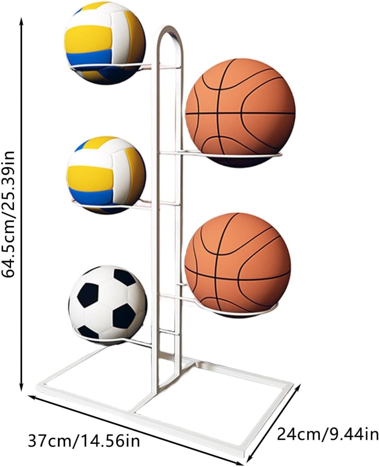 Estante vertical de almacenamiento para pelotas de baloncesto y fútbol, equipo deportivo, ahorra espacio, ideal para uso doméstico y gimnasio