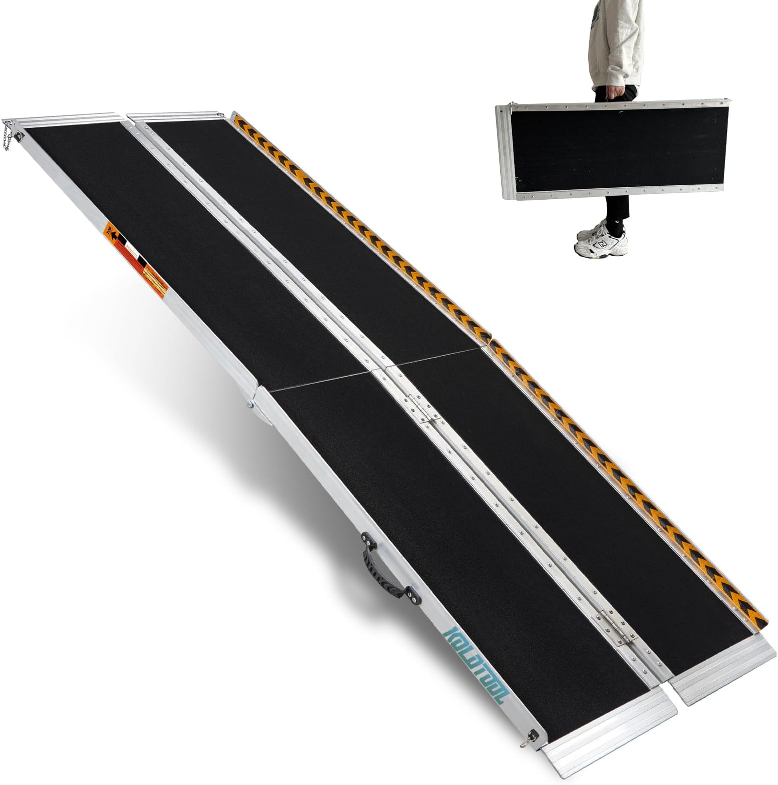 10' Adjustable Wheelchair Telescoping Track Ramps Metallic