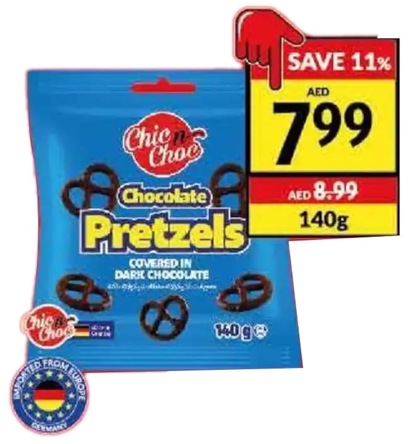 Chic n Choc Chocolate Pretzels Covered In Dark Chocolate 140 g