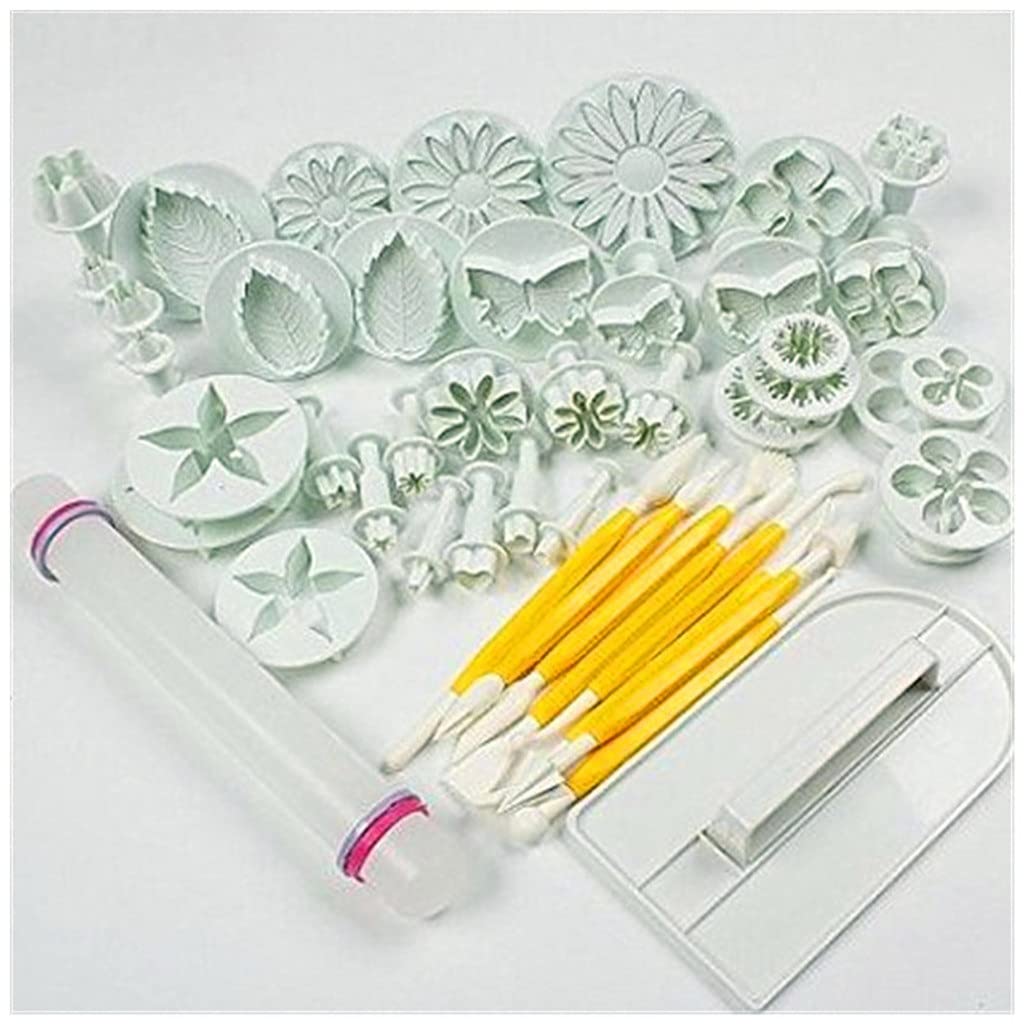 Juego de repostería de 14 Piezas, 14 Estilos, Juego de 46 Piezas, Troquel de Repujado con Resorte, espátula, Accesorios de Silicona para decoración de Pasteles