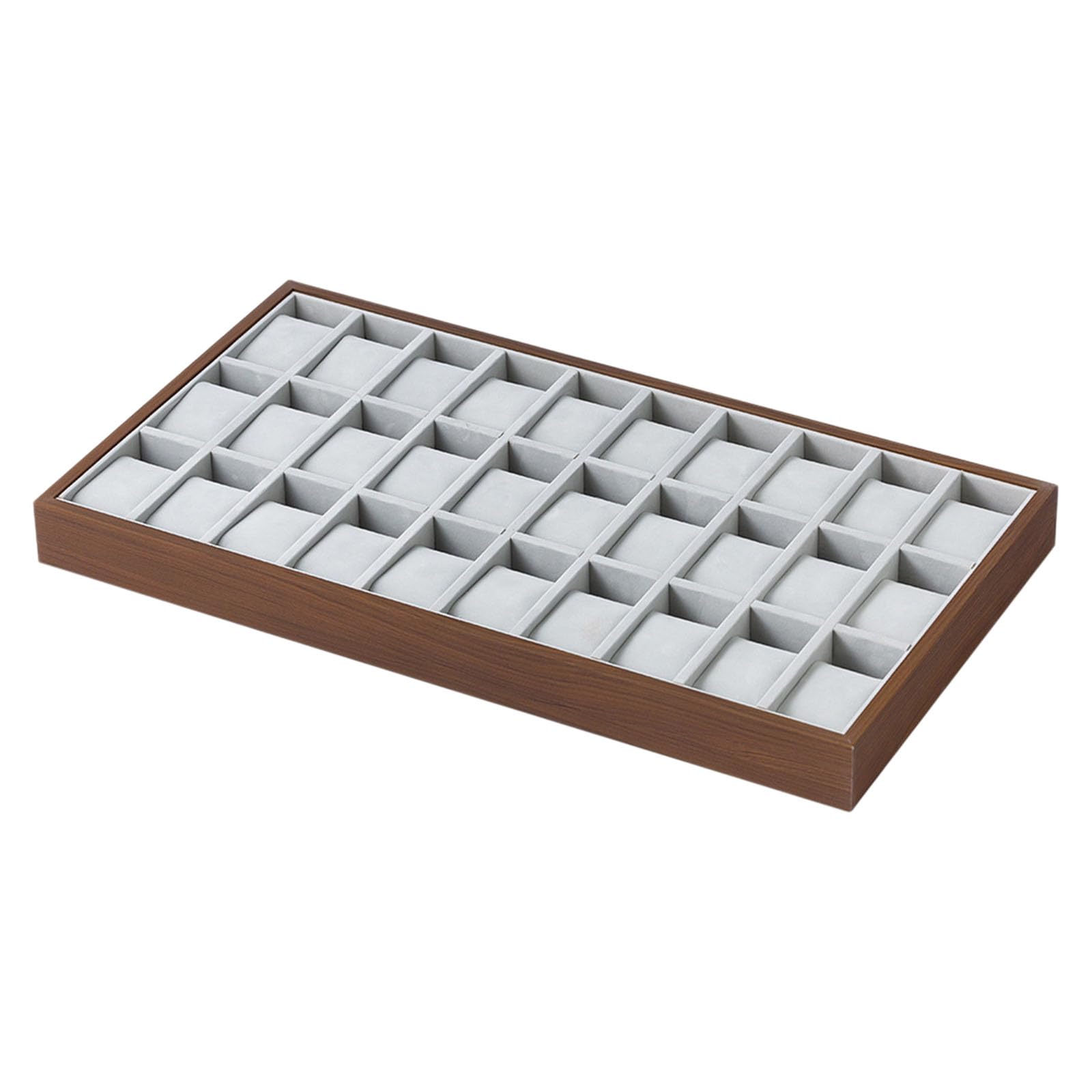 KAHDGSS Walnuts Wooden Watch Organizers Tray with 30 Compartments Stylish Jewelry Holder for Timepieces Peanut Wood Watch Display Tray