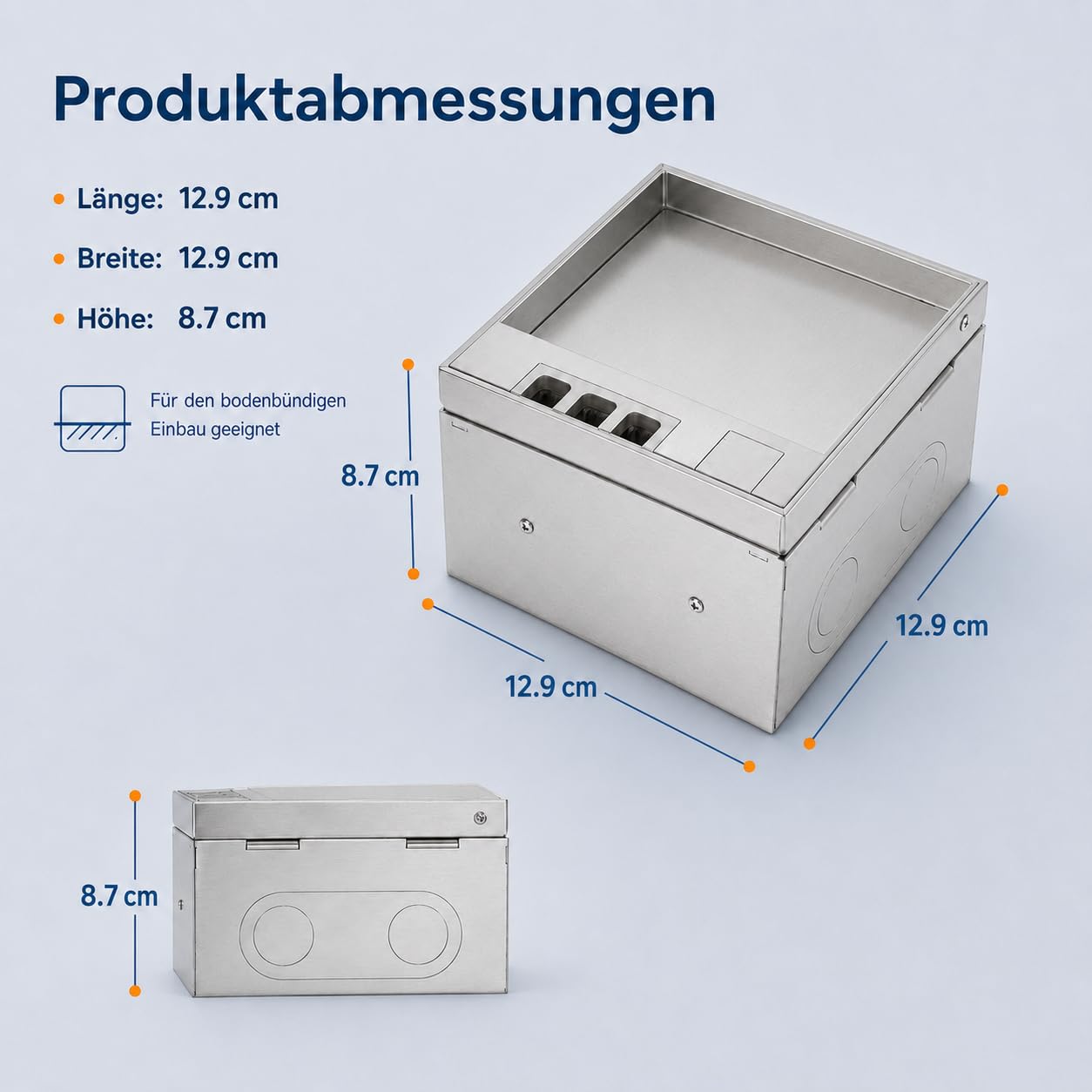 Bodentank Bodensteckdose, Edelstahl-Einbausteckdose, Klappdeckel