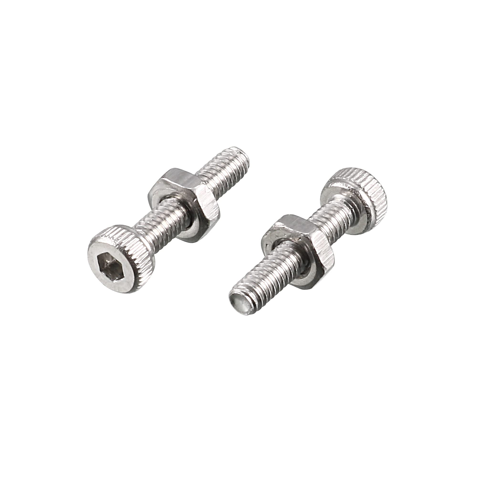 Sourcingmap M2x10mm Hex Socket Head Knurled Cap Screws Bolts Nut Set 50Pcs