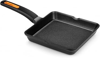 BRA Braisogona A431322 Efficient Plus - Parrilla cuadrada (aluminio, 22 cm), color negro
