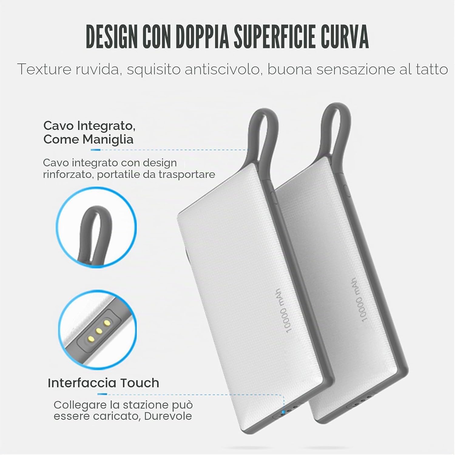 Power Bank 10000mAh USB C 6 in 1 Ricarica Rapida | con Cavi Integrati,Batteria Esterna,Caricatore Portatile per Samsung S26/25/24 iPhone 17/16/15/14/13 Series,Rosso