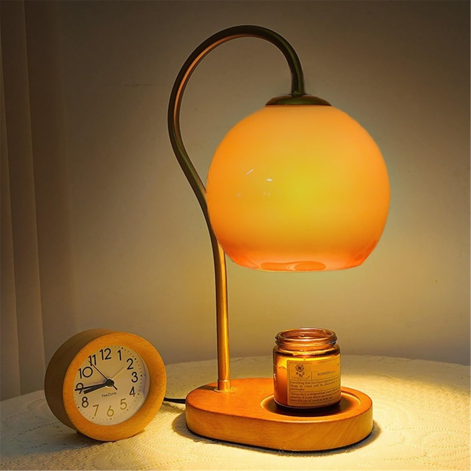 Lampada da comodino Lampada da tavolo rotonda for interni della camera letto, con sfumatura di colore retrò, comodino Lampade per la camera da letto