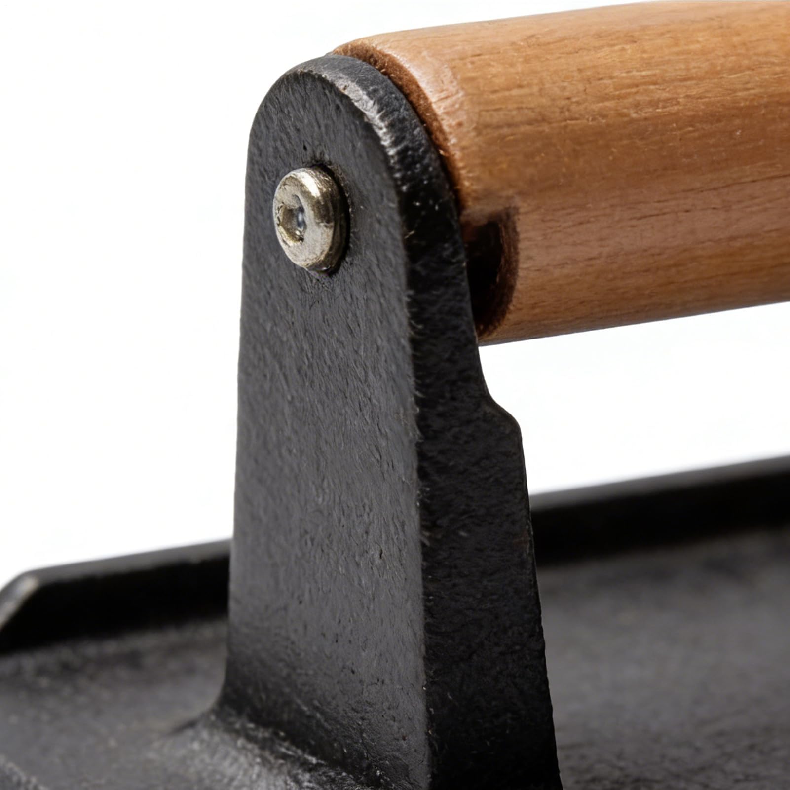 Pressa per bistecca con manico in legno, antiaderente, per barbecue all'aperto, campeggio, cucina di casa, frusta per hamburger perfettamente cotti