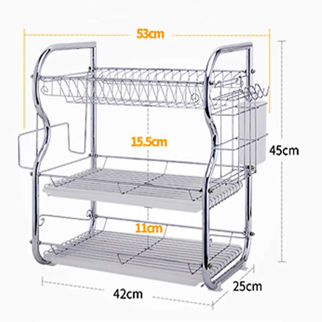 Besteckständer Abtropfgestell Geschirrkorb Küche 3-Schicht-Schrank Haushalt Geschirrkorb Geschirr Lagerregal Abtropfgestell Geschirr Besteckhalter (größe : 42x25x45cm)