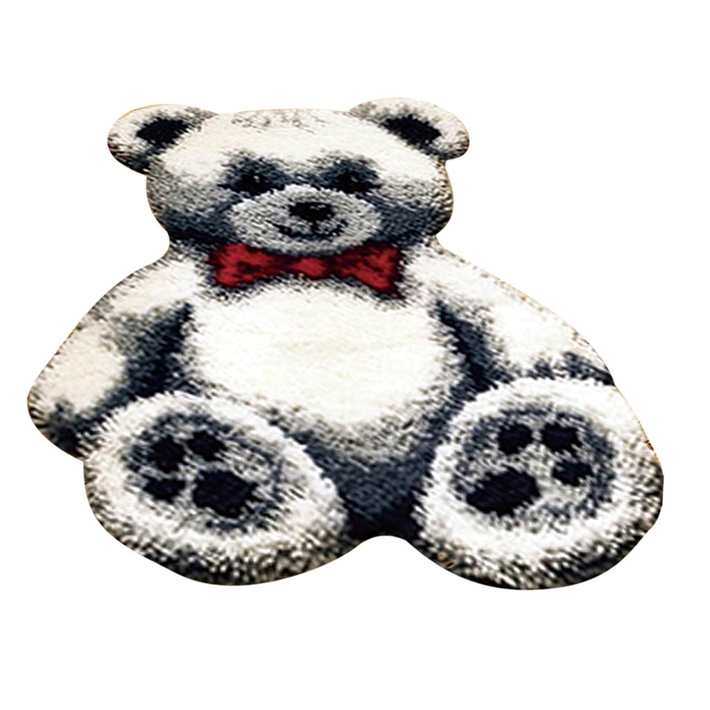 Toy Bear Latch Hook Kits Rugs Cushion Crafts Embroidery for Beginners White