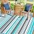 Outdoor Patio Rug Waterproof Camping - Outdoor Rugs Carpet, Plastic Straw Area Rug for Patios Clearance RV, Outside Porch Rug Balcony RV Rug Deck Rug for Camper, Blue and Grey 4x6 ft