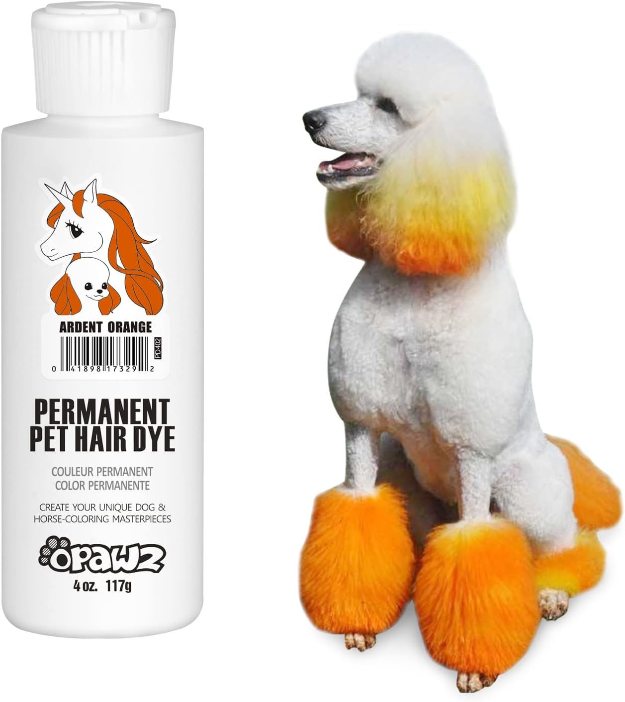 Permanent Dog Hair Dye, Pet Hair Dye Safely Used by Grooming Salons for a Decade, Pet Safe Dye Lasts Over 20 Washes, Bright Color for Dogs and Horses (Ardent Orange)