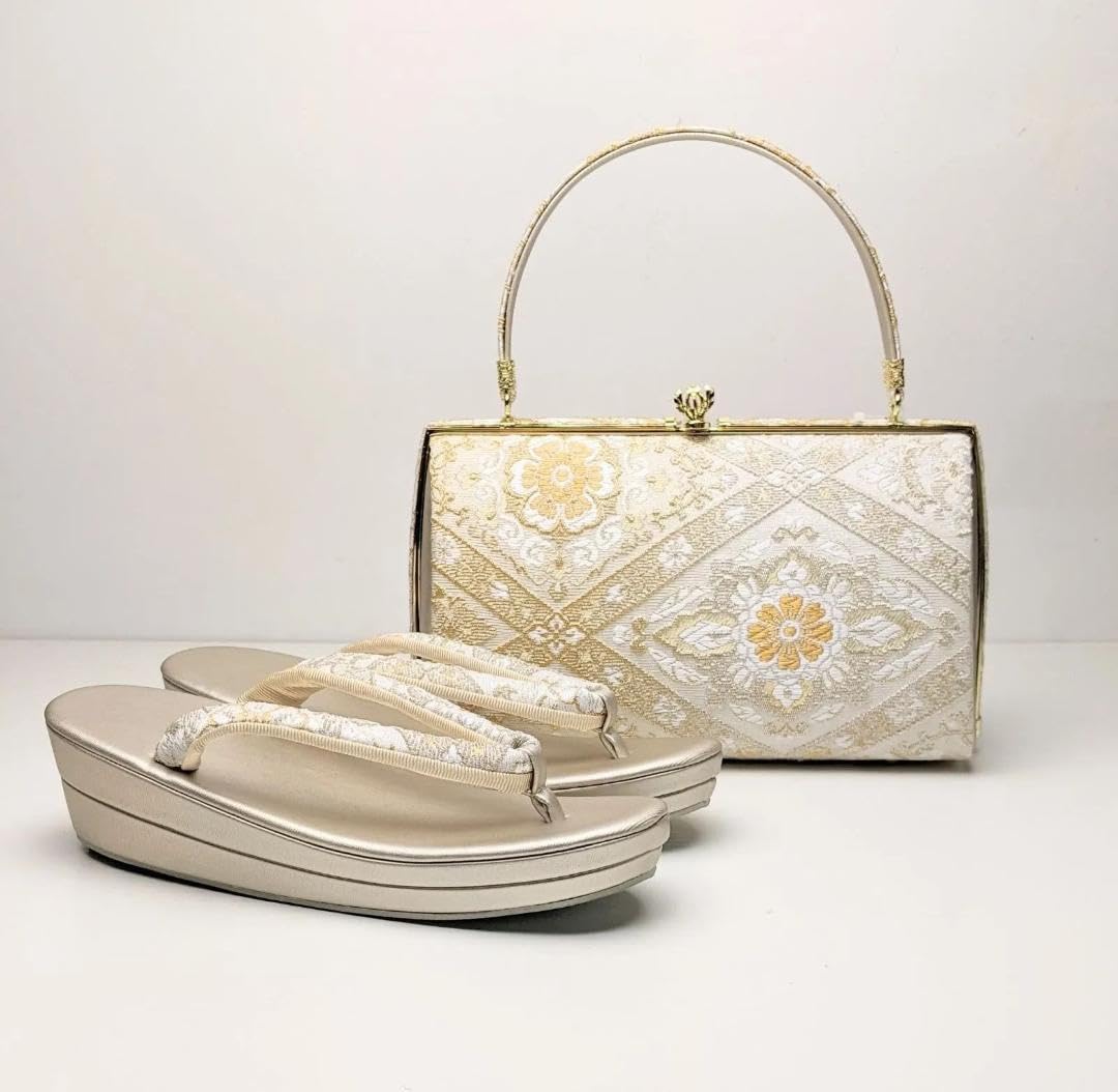 和装 草履バッグセット フォーマル 帯地 唐草 フリーサイズ u46 和装 草履バッグセット フォーマル 帯地 唐草 フリーサイズ u46