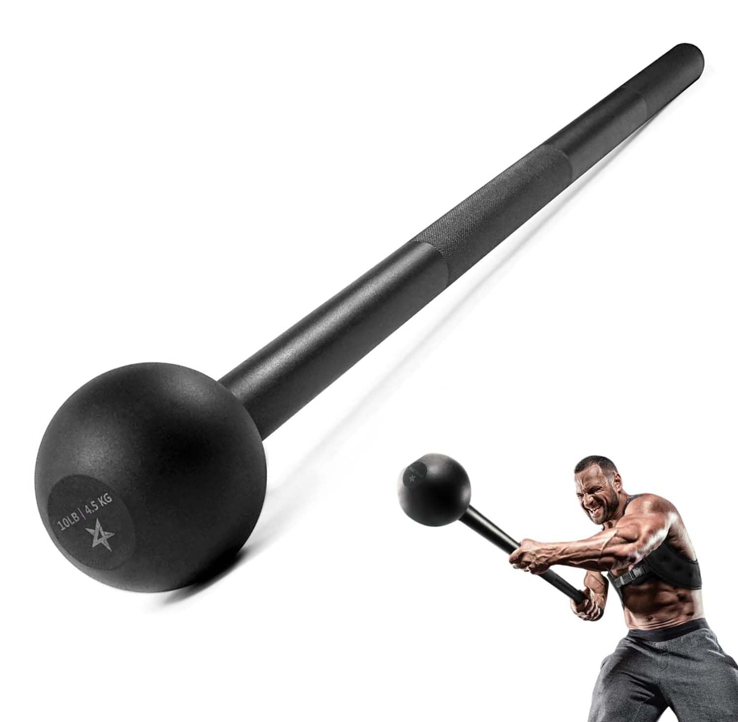 Yes4All Alloy Steel Mace Macebell, Weighted Bar for Strength Training, Shoulder, Grips & Forearms Workouts - Gym Hammer with Multiple Size