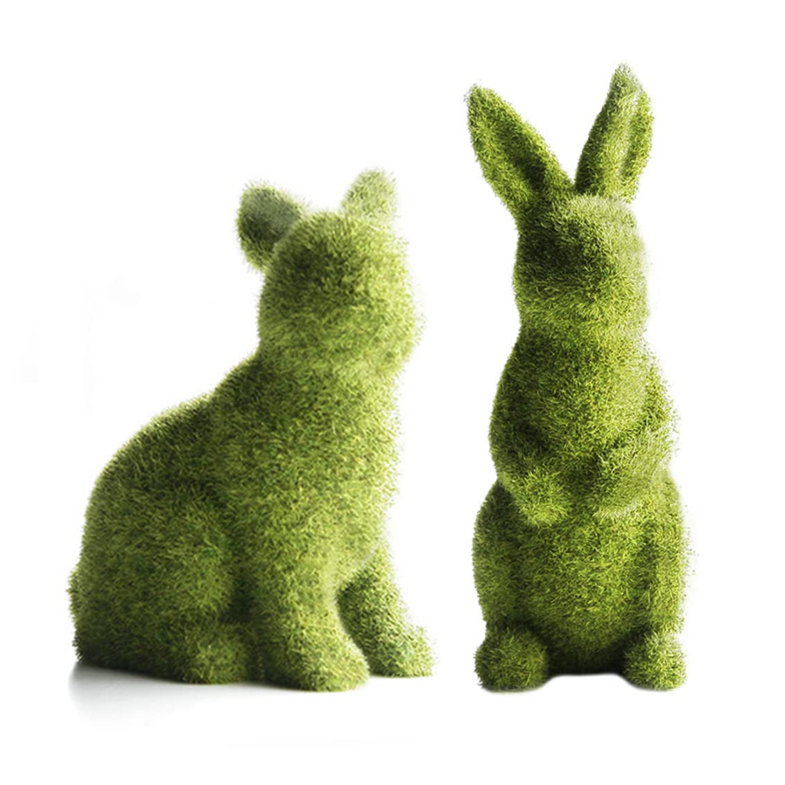 Figurine lapin en mousse verte pour décoration de Pâques et jardin extérieur - Lot de 2