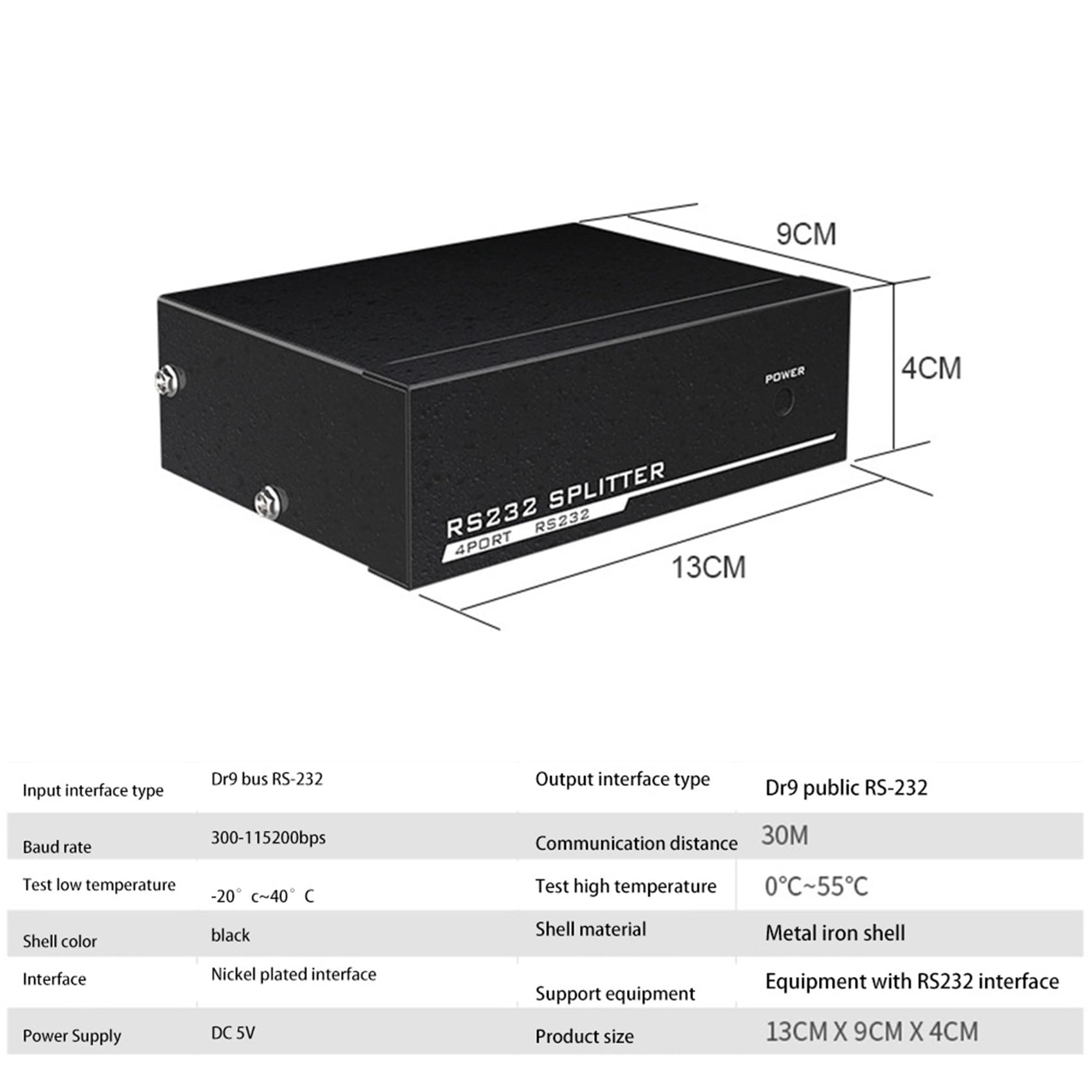 8X MT-RS104 Splitter RS232 Seriale da 1 Un 4 Splitter Switcher Bidirezionale RS232 da 4 Un 1 con Adattatore di Alimentazione-Spina EU