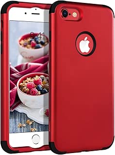 YINLAI iPhone 7 Case iPhone 8 Case, 3 in 1 Slim Hybrid Heavy Duty Hard PC Back Cover Soft Silicone Rubber Bumper Full Body Shockproof Protective Girly Women Cases for iPhone 7/8 4.7 inch, Red - coolthings.us
