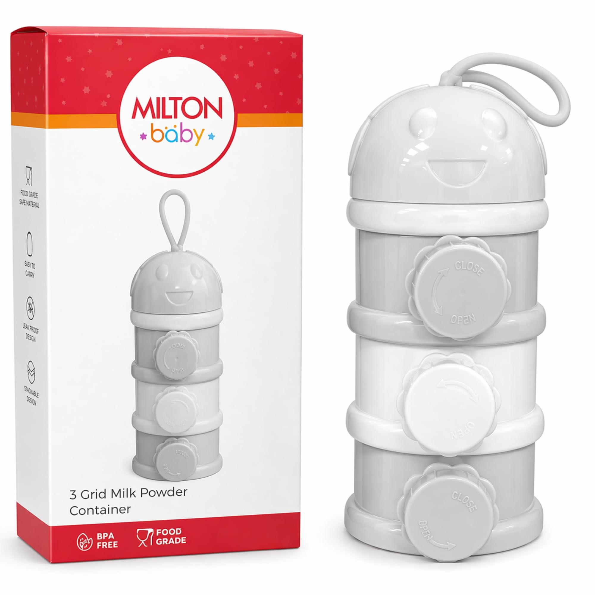 3 Layer Milk Powder Container I Formula Dispenser On The Go I BPA Free - 100% Food Grade I Travel Friendly Portable Container for Milk Powder, Snacks, Fruits I Light Weight I Grey-image-43