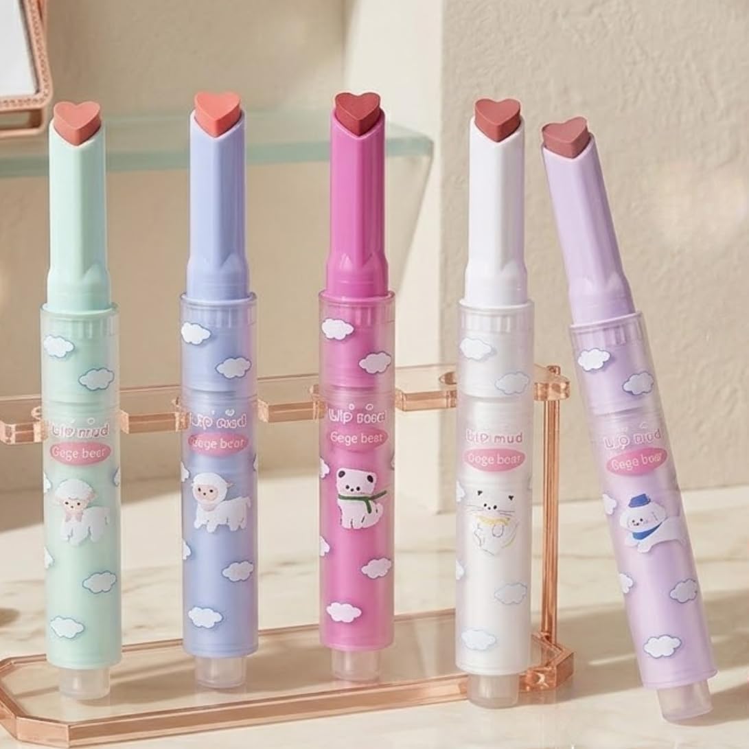 Gege Bear Creamy Solid Lip Paste | Smooth Aesthetic Heart-Tip Applicator | Long-Lasting Lipstick | Buildable Coverage | Nude Dream to Bold Shades Including Pink, Brown & Red | High-Pigment & Waterproof | Velvet Soft Matte Lipstick for Girls Women | Available in Set A & Set B (04# Inner Dance, 2g)-image-46