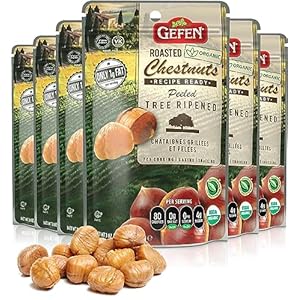 Gefen Organic Whole Peeled and Roasted Chestnuts, 3oz (6 Pack) | Chestnuts Peeled and Ready to Eat | Great for Cooking & Baking | Gluten Free | Kosher