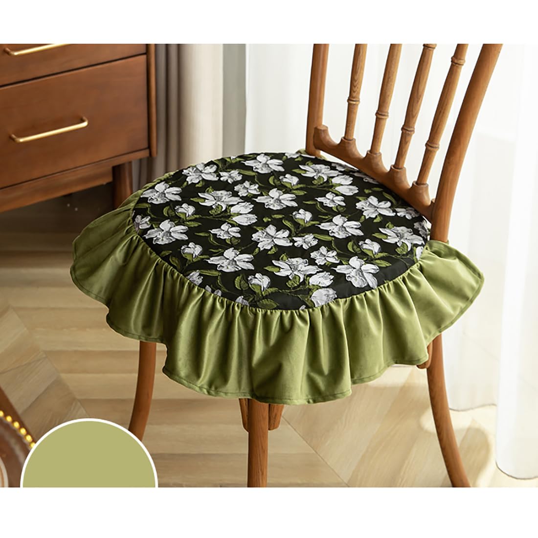 VHJdtE Seat Cushion, Dining With Straps|Removable And Washable All-Season Seat Pads|Comfortable Upholstered Butt Pad(Grass Green)