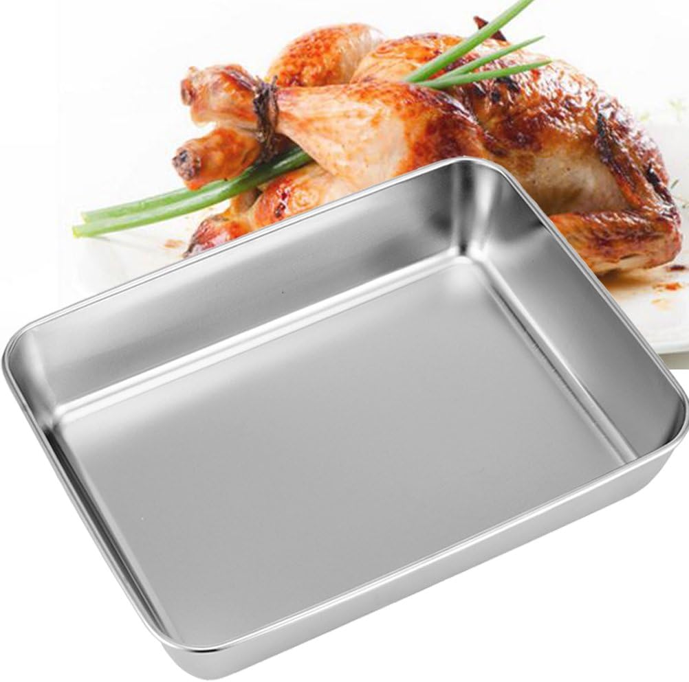 Sheet Pan,Cookie Sheet,Heavy Duty Stainless Steel Baking Toaster Oven Jelly Roll Deep Edge,Superior Mirror Finish, Dishwasher Safe (9.65 * 11.8 * 2.36 inches)