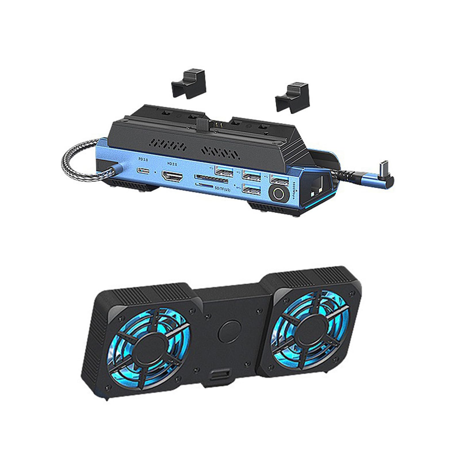 Dock Station 4K @ 60Hz RJ45 lector de tarjetas para consola, adaptador multipuerto con cartucho de disco duro, ventilador de refrigeración, lector de tarjetas con ventilador de refrigeración, cartucho