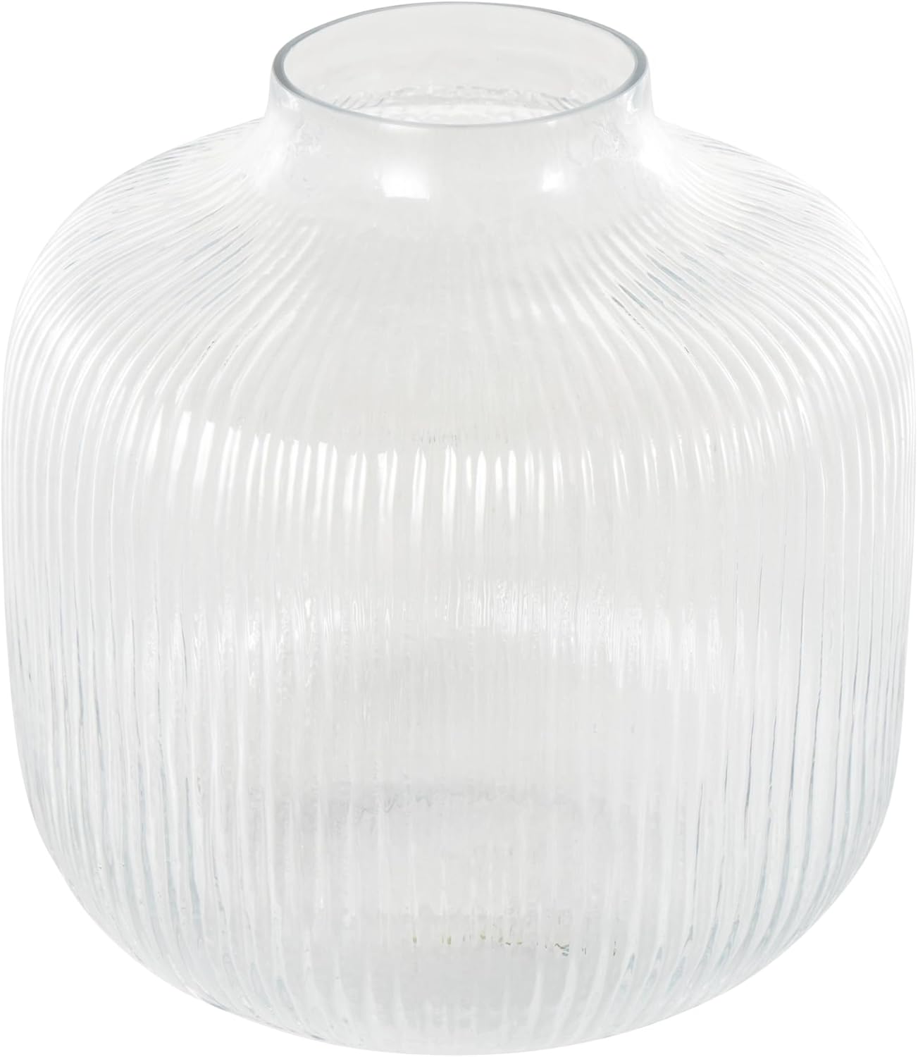 Deco 79 Glass Short Round Ribbed Fluted Vase, 10" x 10" x 11", Clear