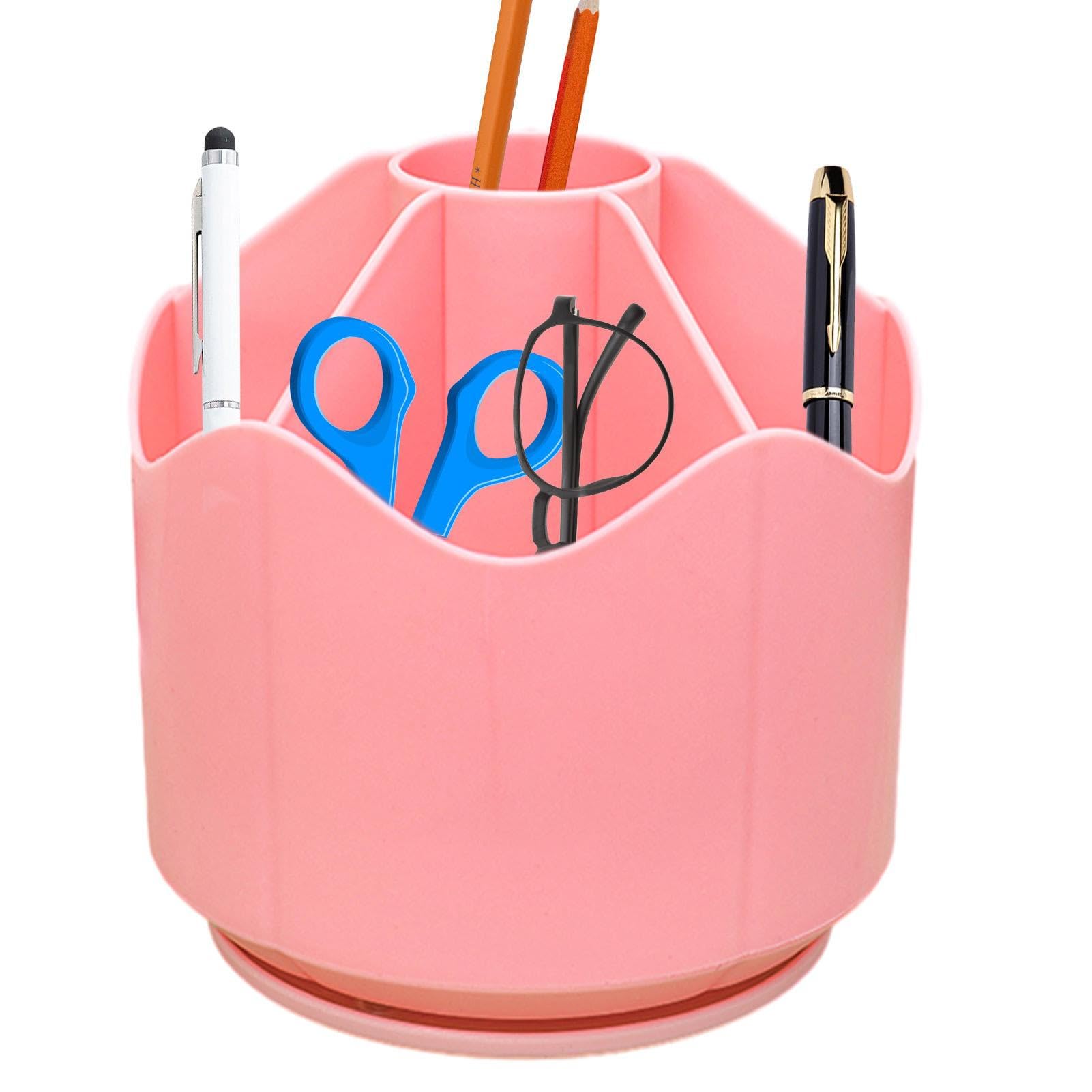 Dirfuny Rotating Desk Organizers - Rotating Desktop Pot,Portable Desk Stationary Organizer, Desktop Makeup Brushed Organizer for Home, Desk, School,