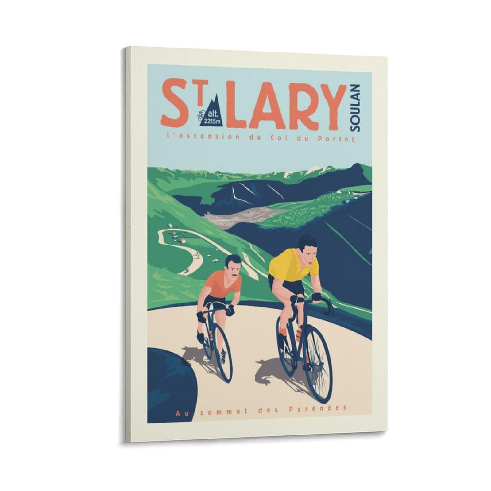 YQCQCS Vintage France Saint-Lary-Soulan Travel Poster Bicycle Canvas Art Poster Picture Wall Decor Painting Posters Decorative Posters
